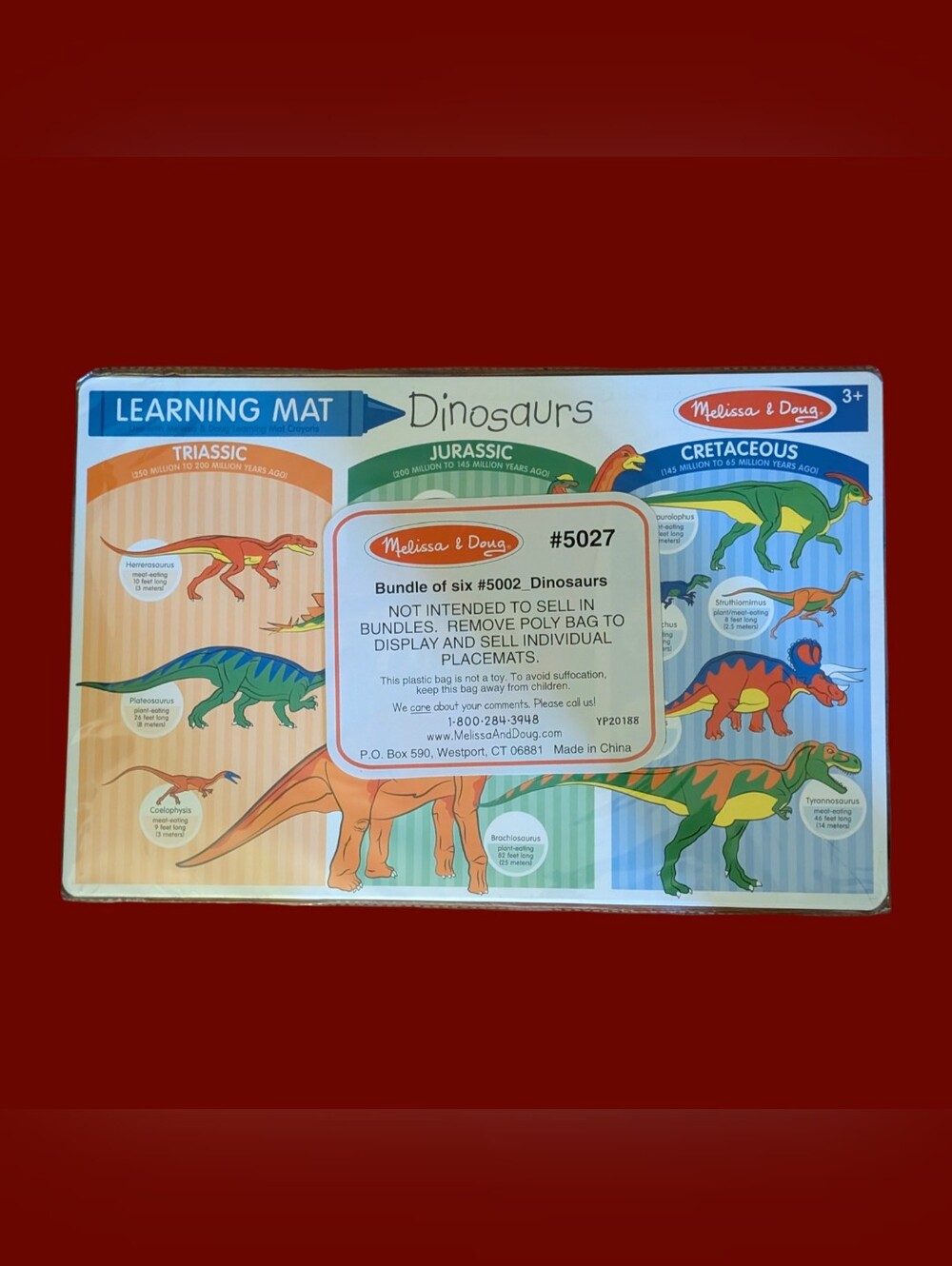 Melissa & Doug Multicolor Dinosaurs Learning Mat Ages 3+ Sealed Lot Of 6